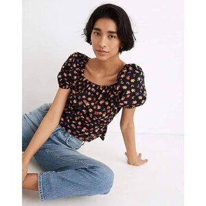 Madewell Smocked-Waist Crop Top in Aloha Floral Size Small